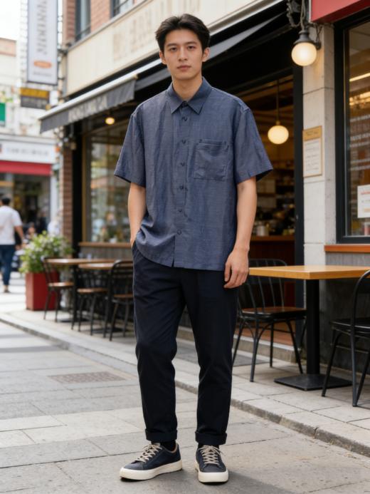 G2000男装SS26商场新款【BLACK]【麻丝混纺】休闲短袖衬衫61437754 商品图0