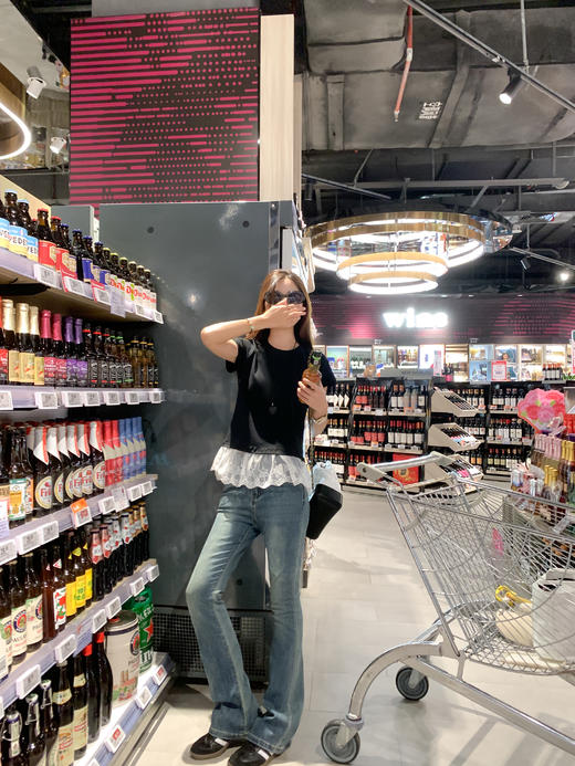 <曾小咸推荐>3.28现货秒杀 ！微信超特价！蕾丝拼接假两件短袖T恤 日常109.99 立减60 秒杀49.99！！ 商品图14