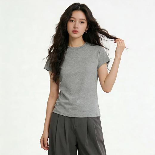 【单拍不发 加购3件到手99元】PSQUEEN 纯色圆领短袖 经典版型 潮流穿搭 舒适面料 彰显身材 多色可选C06C82【ys】 商品图2