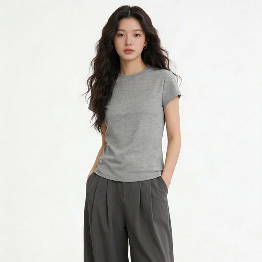 【单拍不发 加购3件到手99元】PSQUEEN 纯色圆领短袖 经典版型 潮流穿搭 舒适面料 彰显身材 多色可选C06C82【ys】 商品图4