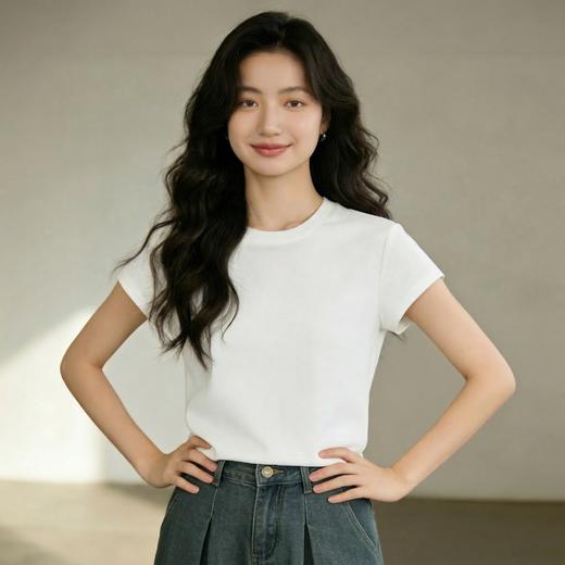【单拍不发 加购3件到手99元】PSQUEEN 纯色圆领短袖 经典版型 潮流穿搭 舒适面料 彰显身材 多色可选C06C82【ys】 商品图7