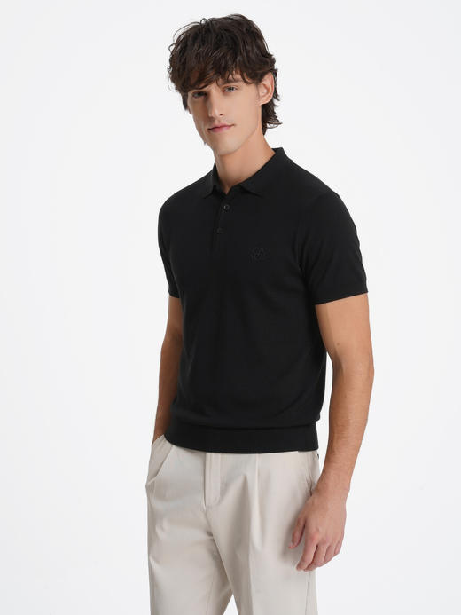 callisto榛果棕百分百长绒棉POLO翻领针织开衫 商品图8