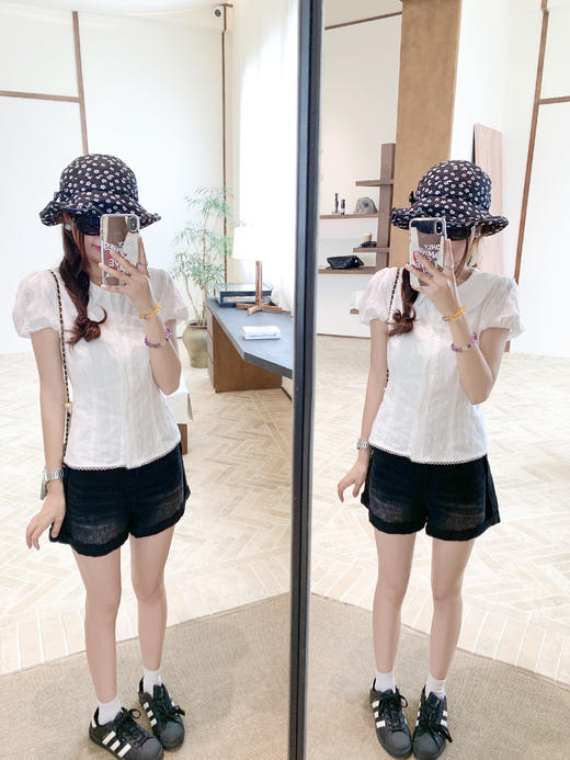 <曾小咸推荐>3.30现货秒杀 ！微信超特价！韩系娃娃领泡泡袖衬衫 日常169.99 立减80 秒杀89.99！！ 商品图11