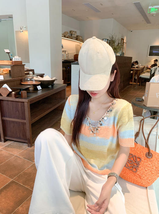 <曾小咸推荐>3.29现货秒杀 ！微信超特价！2色重工设计渐变针织T恤 日常149.99 立减70 秒杀79.99！！ 商品图8