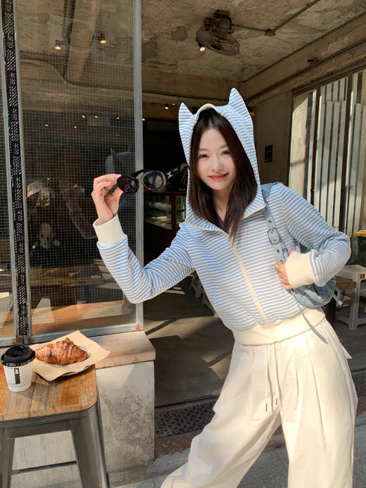 <曾小咸推荐>3.28现货秒杀 ！微信超特价！条纹连帽卫衣 日常189.99 立减100 秒杀89.99！！ 商品图7