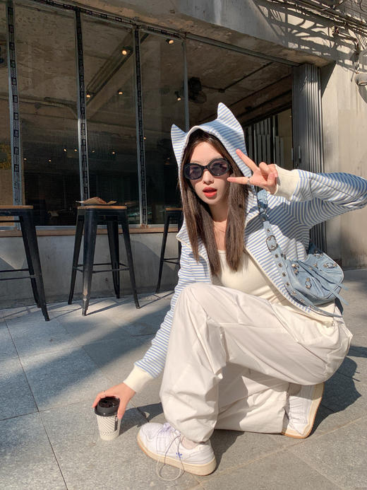 <曾小咸推荐>3.28现货秒杀 ！微信超特价！条纹连帽卫衣 日常189.99 立减100 秒杀89.99！！ 商品图8