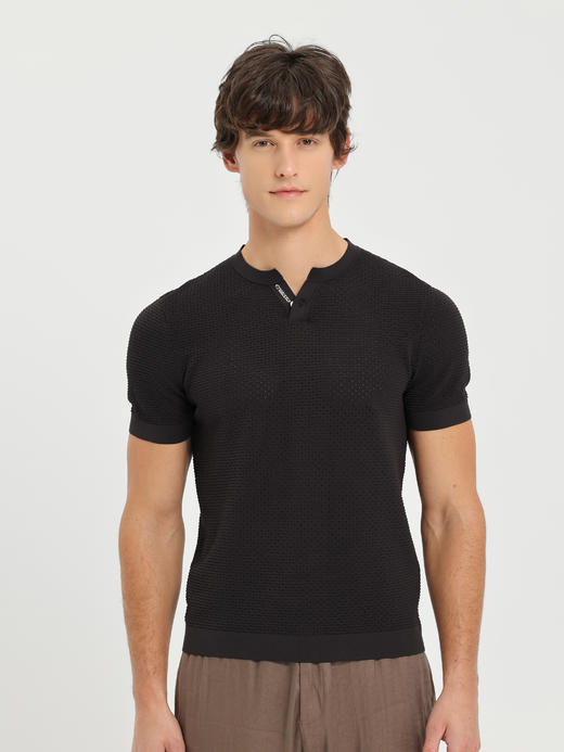 callisto咖色Y字领凉感网眼T恤 商品图2