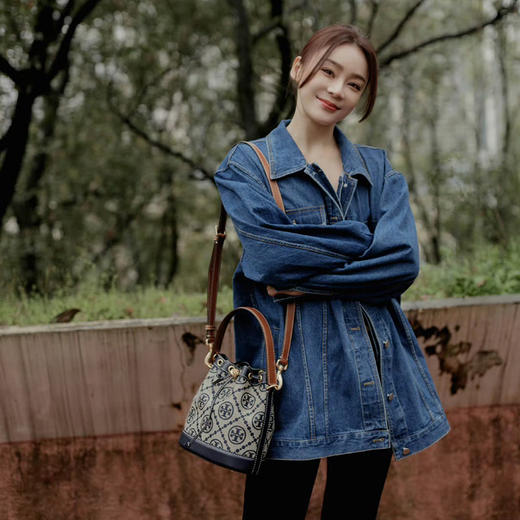 【爆款老花水桶】Tory Burch/汤丽柏琦 T MONOGRAM 提花斜挎水桶包 香港直邮  清关约7个工作日-w 商品图3