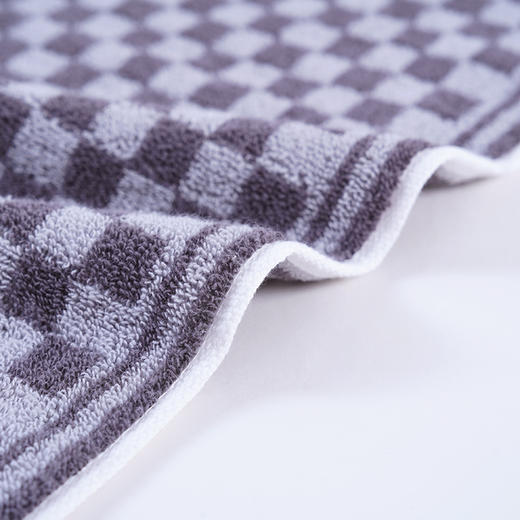無印良品 旗牌格纯棉毛巾灰小格二毛一浴套装 MJ-zu0671 商品图3