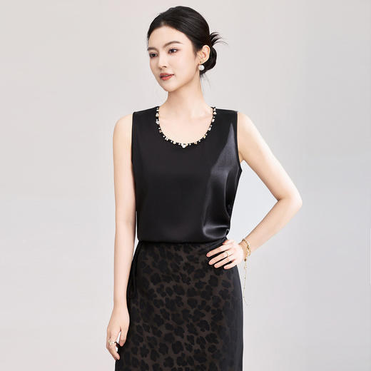 「高货wl」全新升级【铂金会员174/天猫229/差价55】(03000)洛诗琳法式重工蕾丝背心女2026夏季新款百搭钉珠无袖上衣 商品图1