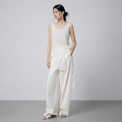 【林栖设计小店】手工系带|白色蕾丝花边优雅设计感2026夏新款围腰屁帘2962205 商品图2