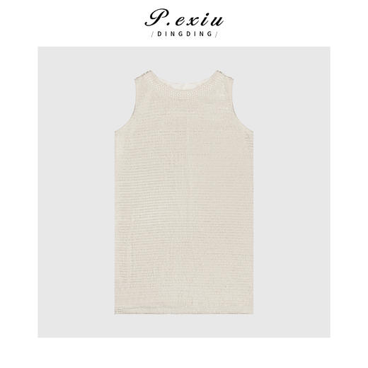 03-5潘依绣丁丁宠粉高级重工水晶珠无袖圆领连衣裙Q22506 商品图0