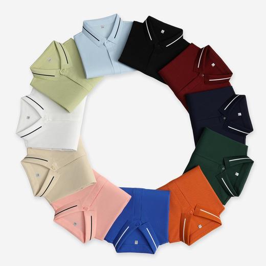 【200g 亚麻大珠地】间色提花二级领隐形织带扣纯色短袖polo衫   ZT-S1002# 商品图2