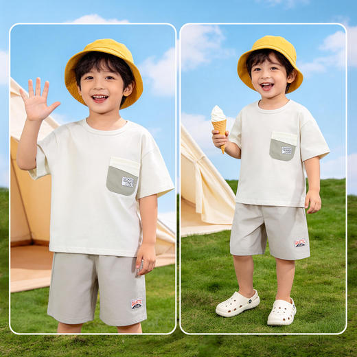 贝贝怡夏季冰感男童短袖套装ZB2FT001 商品图3