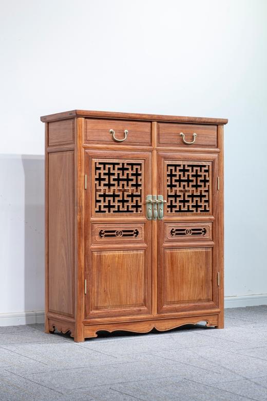 红桥红  家具严选  缅甸花梨（大果紫檀）  【108 万字纹 鞋柜】 商品图1