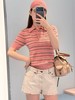 Miu* 26Ss春夏新款 撞色条纹棉质Polo短袖针织衫（MM） 商品缩略图0
