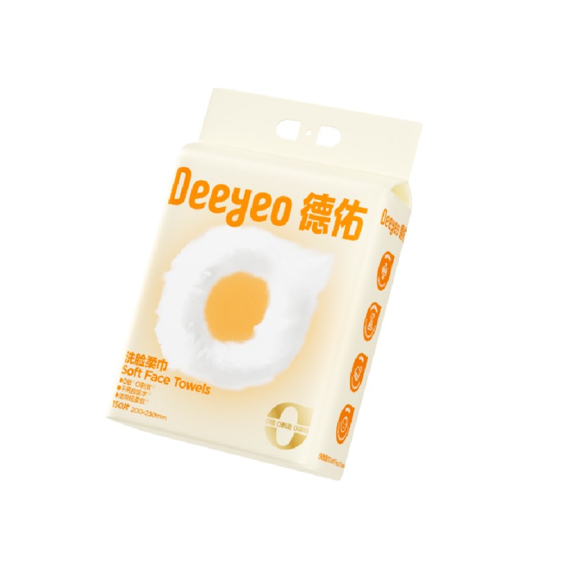 德佑Deeyeo 云朵悬挂式洗脸巾150片黄色1包 2001DYCT344