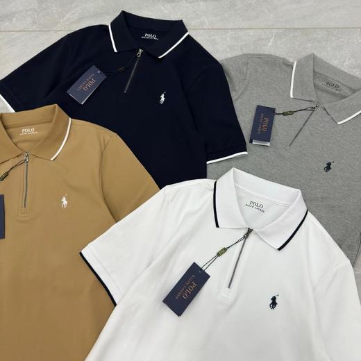 F032777休闲纯色领子小马刺绣半拉链新款镶边翻领男士POLO衫 商品图3