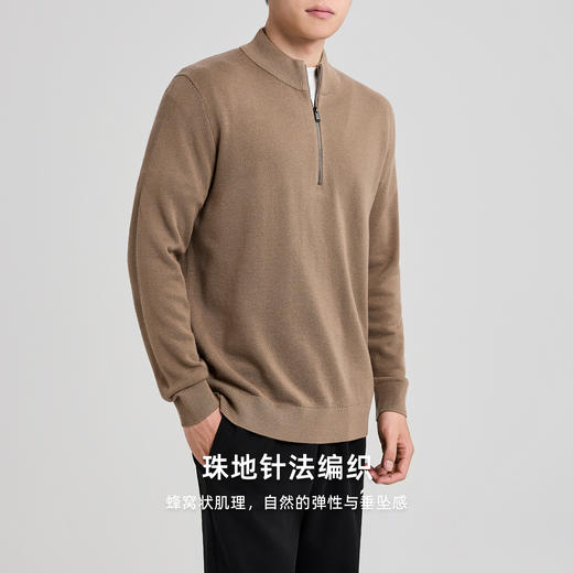 墨麦客美丽诺羊毛混纺针织衫新款半拉链立领毛衣男21992 商品图2