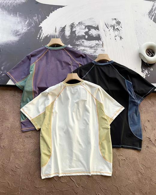 F032774男女同款轻量裸感明线撞色户外速干透气短袖T恤 商品图1