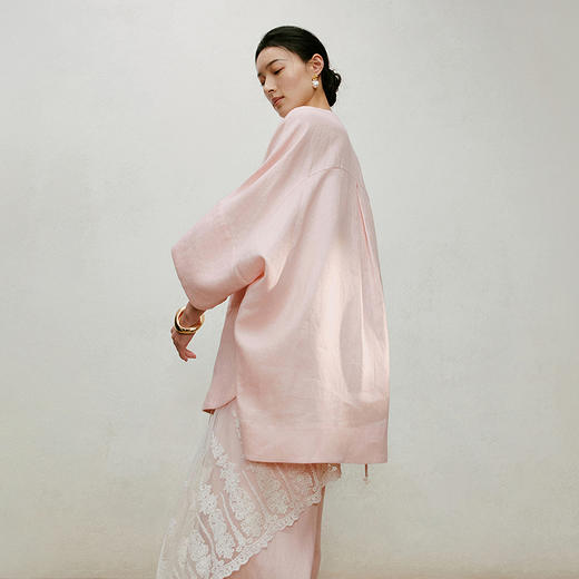 【林栖设计小店】手工挂饰|温柔新中式改良氅衣2026夏新款宽松百搭衬衣1962102 商品图6