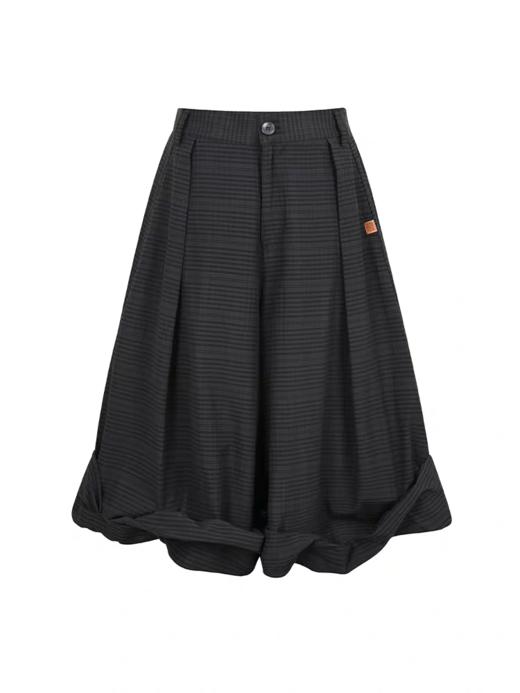 早乙女惠子saotome/STMKZ222118/重工打褶暗纹七分裤 商品图3