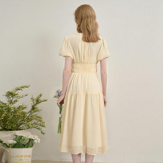 法式温柔泡泡袖茶歇裙女夏季收腰显瘦度假风中长裙连衣裙LXD50902 商品图1