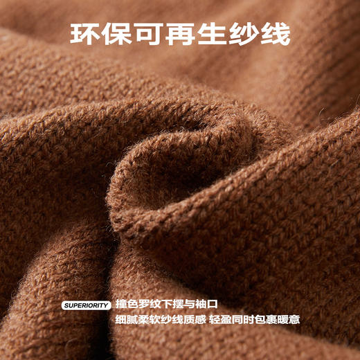 NPC潮牌环保纱线开衫立领毛衣柔软情侣撞色秋冬休闲上衣NP38SW37 商品图4