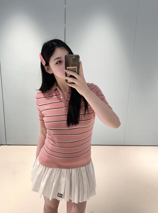 Miu* 26Ss春夏新款 撞色条纹棉质Polo短袖针织衫（MM） 商品图5