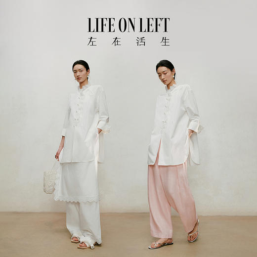 【林栖设计小店】手工系带|白色优雅国风百搭镂空花边2026夏新款纯棉衬衣1962087 商品图4