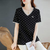 黑色波点V领短袖T恤女2026夏季新款大码女装宽松显瘦洋气减龄上衣 商品缩略图3