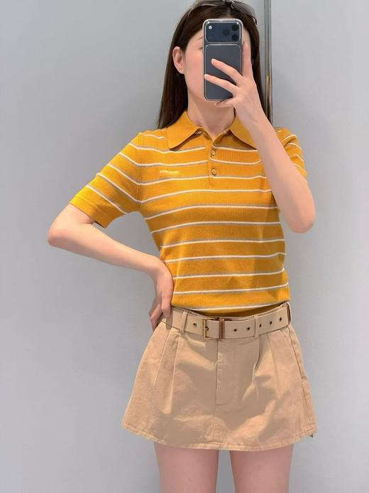 Miu* 26Ss春夏新款 撞色条纹棉质Polo短袖针织衫（MM） 商品图12