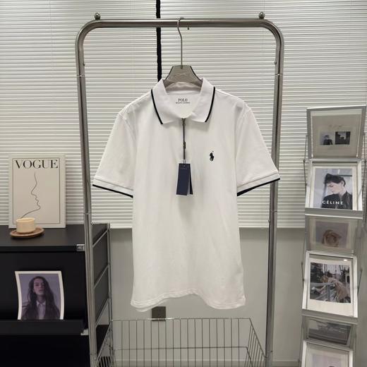 F032777休闲纯色领子小马刺绣半拉链新款镶边翻领男士POLO衫 商品图11