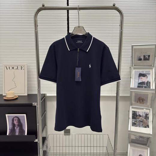 F032777休闲纯色领子小马刺绣半拉链新款镶边翻领男士POLO衫 商品图10