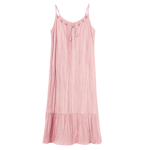 【亚麻】复古串珠缩褶肌理感吊带裙女夏季度假风吊带裙LXD50585 商品图3