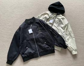 F032782帽子可拆卸款后背刺绣logo复古夹克外套男女同款