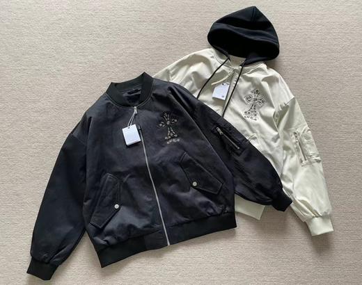 F032782帽子可拆卸款后背刺绣logo复古夹克外套男女同款 商品图0