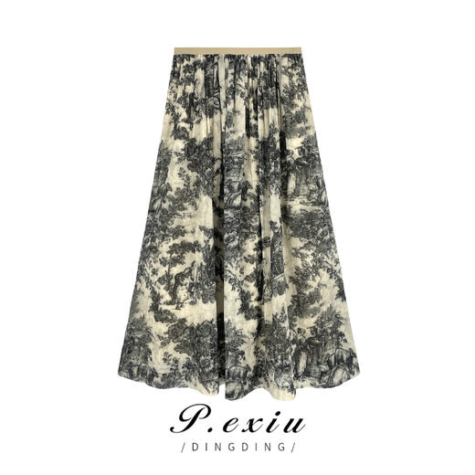 03-5潘依绣丁丁宠粉PanYiXiu/潘依绣【悠悠茶茗】麻-料-国风气质显瘦半身裙 W-61365 商品图1