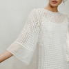 【林栖设计小店】手工钉花|米白格纹绣花优雅百搭2026夏新款连衣裙两件套1962193 商品缩略图2