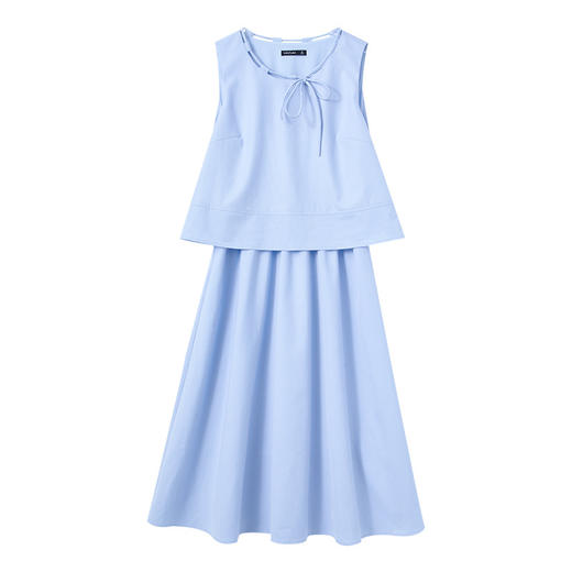 【限时秒杀】【设计感假两件】清新淡雅无袖背心裙女春季蝴蝶结连衣裙LXD50319 商品图3