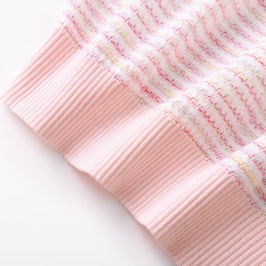 「高货wl」全新升级【铂金会员201/天猫269/差价68】(11629)洛诗琳立体挑孔织花上衣2026春夏双曲珠片纱小香风针织T恤 商品图4