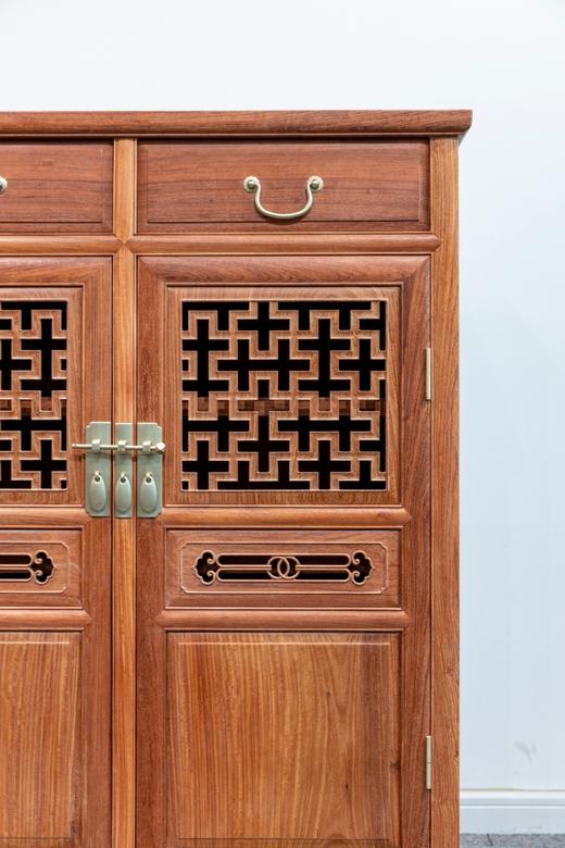 红桥红  家具严选  缅甸花梨（大果紫檀）  【108 万字纹 鞋柜】 商品图2