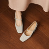 阿么手工女鞋一字带编织真皮高跟鞋女不累脚法式小方头单鞋6.3CM 商品缩略图2