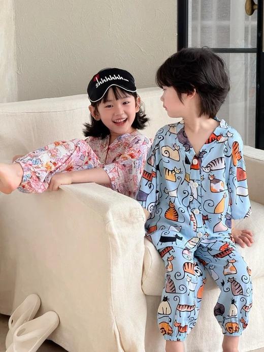 【秒杀】新增成人款❗️喜林贝尔儿童棉绸睡衣来咯❗️莱赛尔➕棉绸❗️舒服到爆❗️【莱纱绸-涂鸦家居服】丝滑软糯真心舒服哦❗️夏日的小救星 商品图3