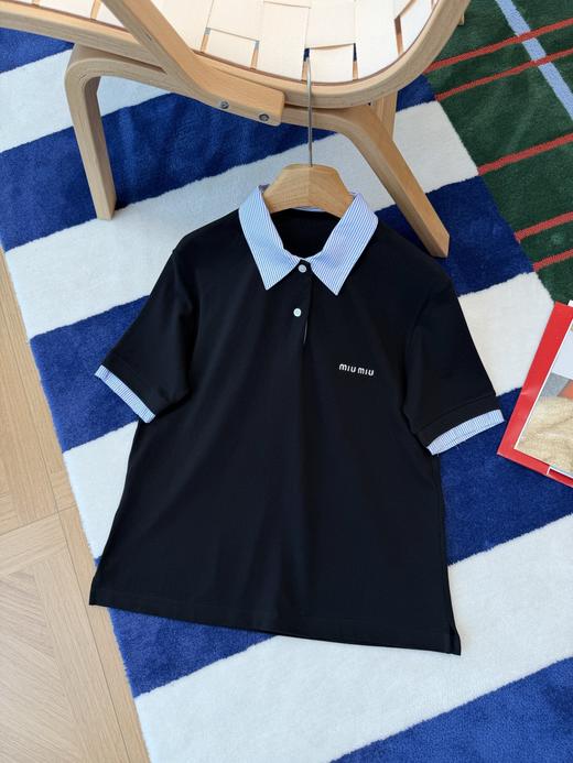 缪缪 新品26Ss新款拼接条纹翻领POLO衫 商品图9