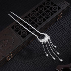 子佩集【幸福清欢】银S990发簪【YS31】流苏圆月2602