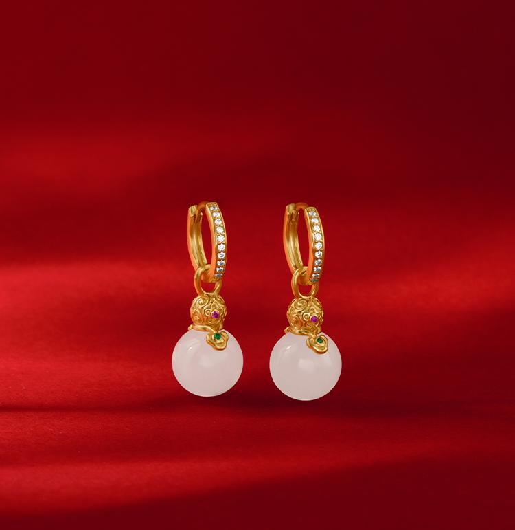 【宫里上新】福禄双全 和田玉耳饰