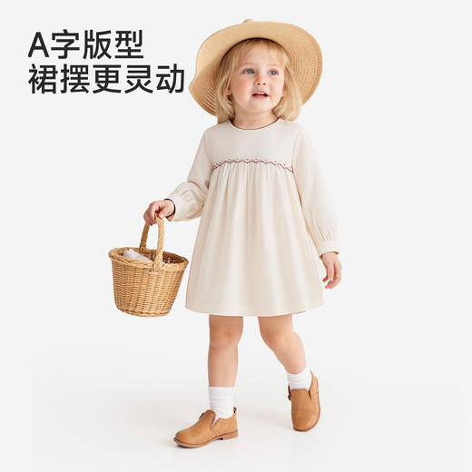 【高定系列】英氏儿童裙子女童连衣裙春夏新款长袖针织日常裙子 商品图2