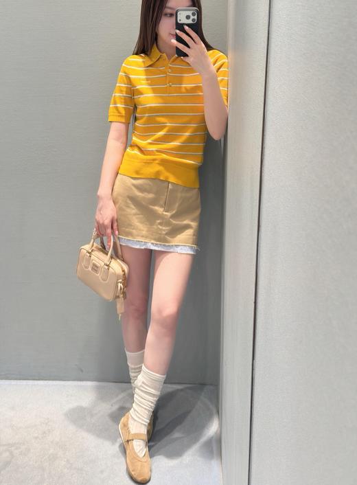 Miu* 26Ss春夏新款 撞色条纹棉质Polo短袖针织衫（MM） 商品图11