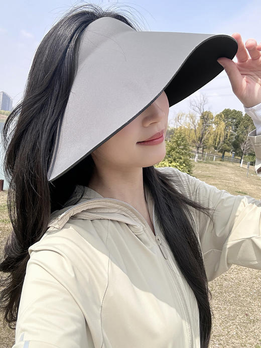情官网189！露丝同款情侣款加大帽檐可折叠防晒帽 UPF50+防紫外线太阳帽无痕全遮光空顶防晒帽 商品图6